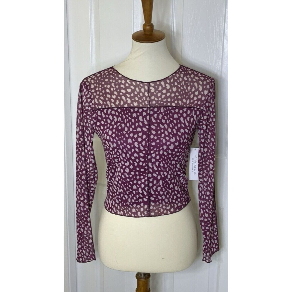 Purple Sheer Long Sleeve Crop Top